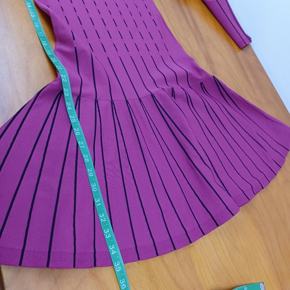 Prabal Gurung Women Striped Off Shoulder Dress Size 0 Knit Long Sleeve Preppy - Picture 14 of 14